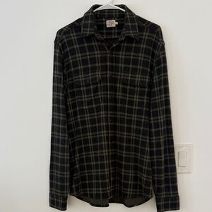 Faherty Dark Brown/Dark Green Plaid Button Down Shirt